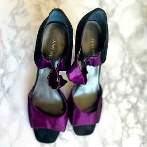Nine West Purple Black Heels size 9.5